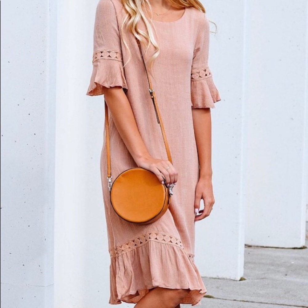 Hailey and Co. — size small— mauve with crochet/eyelet detail.